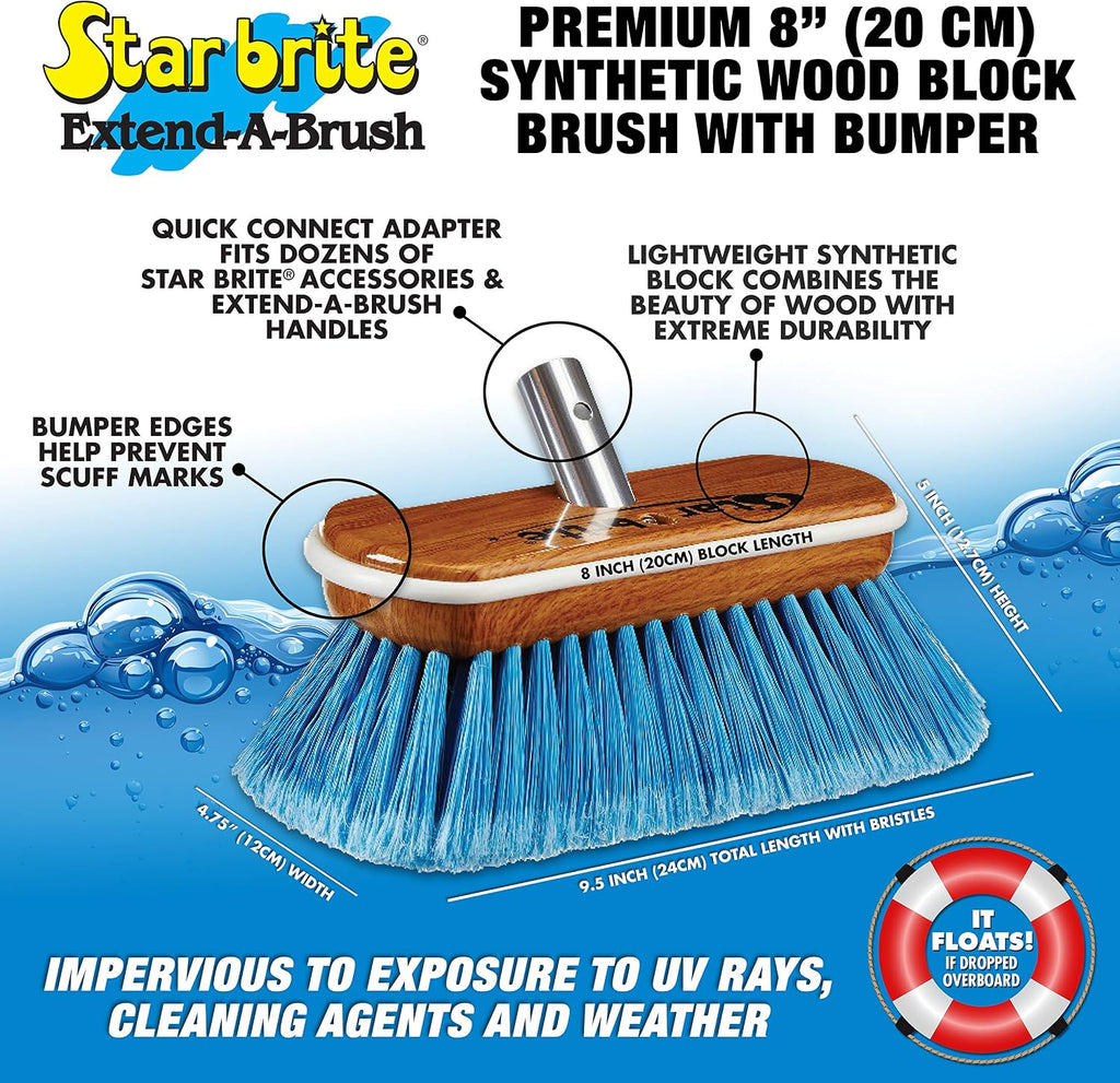 8" Medium Bristle Wash Brush for Boat, RV & Auto Surfaces
