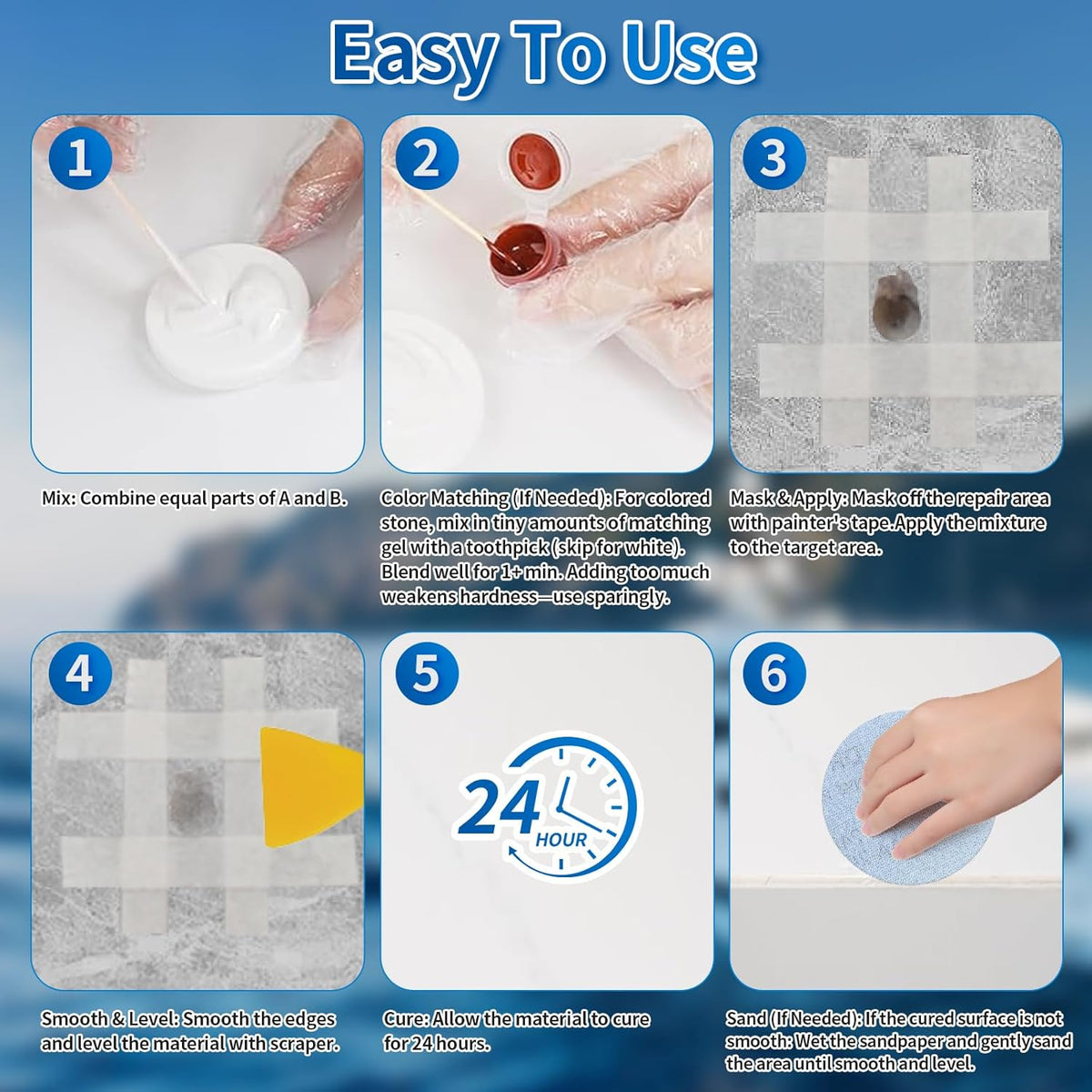 Fiberglass Boat Repair Kit, Marine Fiberglass Repair Kit for Boats, Gel Coat Repair Kit for Boats, Waterproof Epoxy Filler for Fiberglass Boats Fix Holes Chips Pit Cracks (Color Match)
