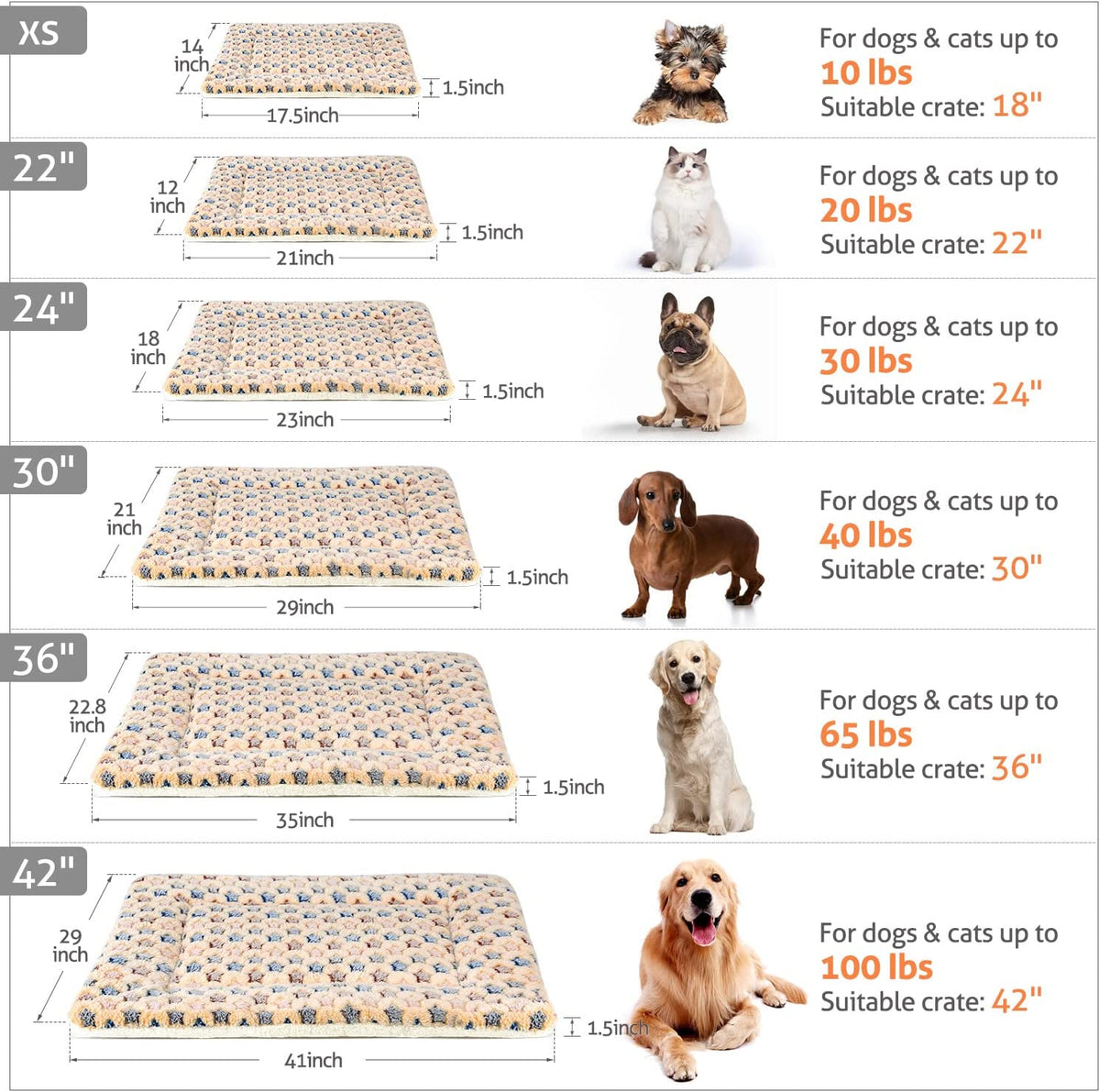 Dog Crate Pad Bed Ultra Soft Pet Mat Star Print Brown 23 X18 Inch
