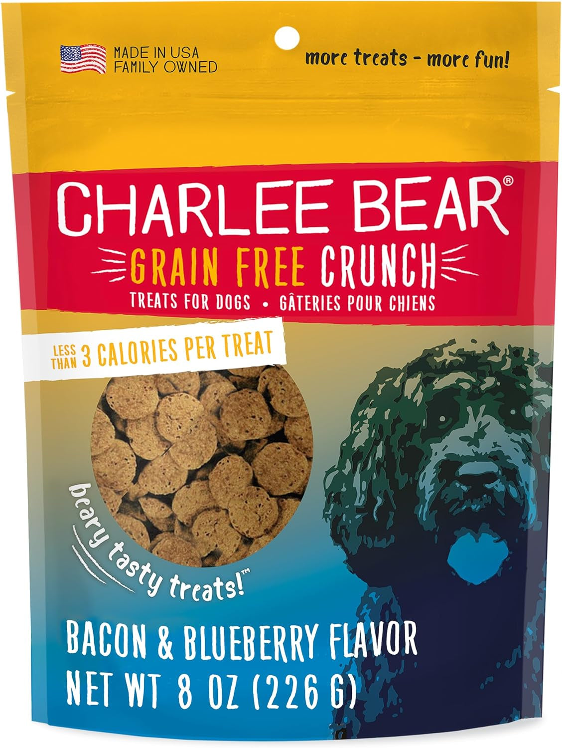 Grain Free Dog Treats, Bacon & Blueberry, 8 Oz