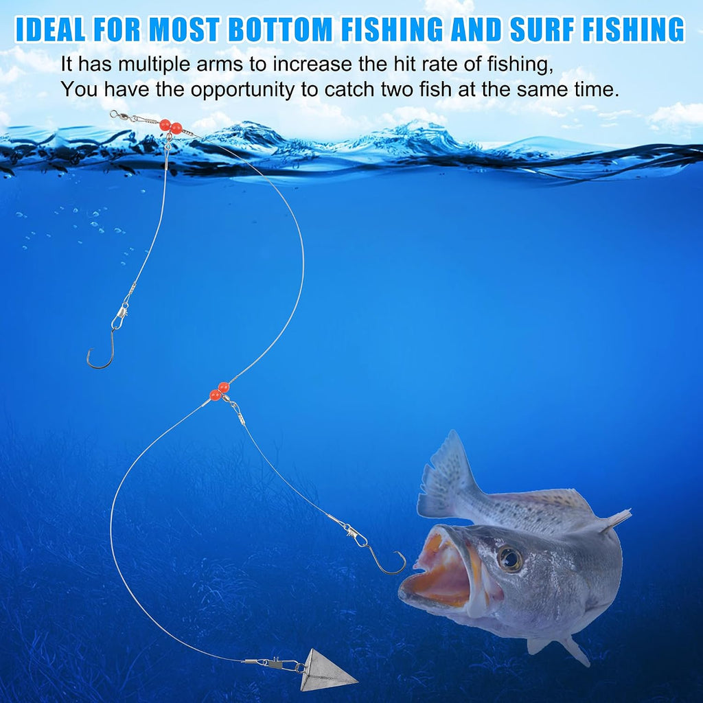Fishing Leaders,Fish Line Stainless Steel Wire with Swivels Snap Connect Saltwater Surf Fishing Gear and Equipment Tackle Kit for Lures Bait Rig or Hooks