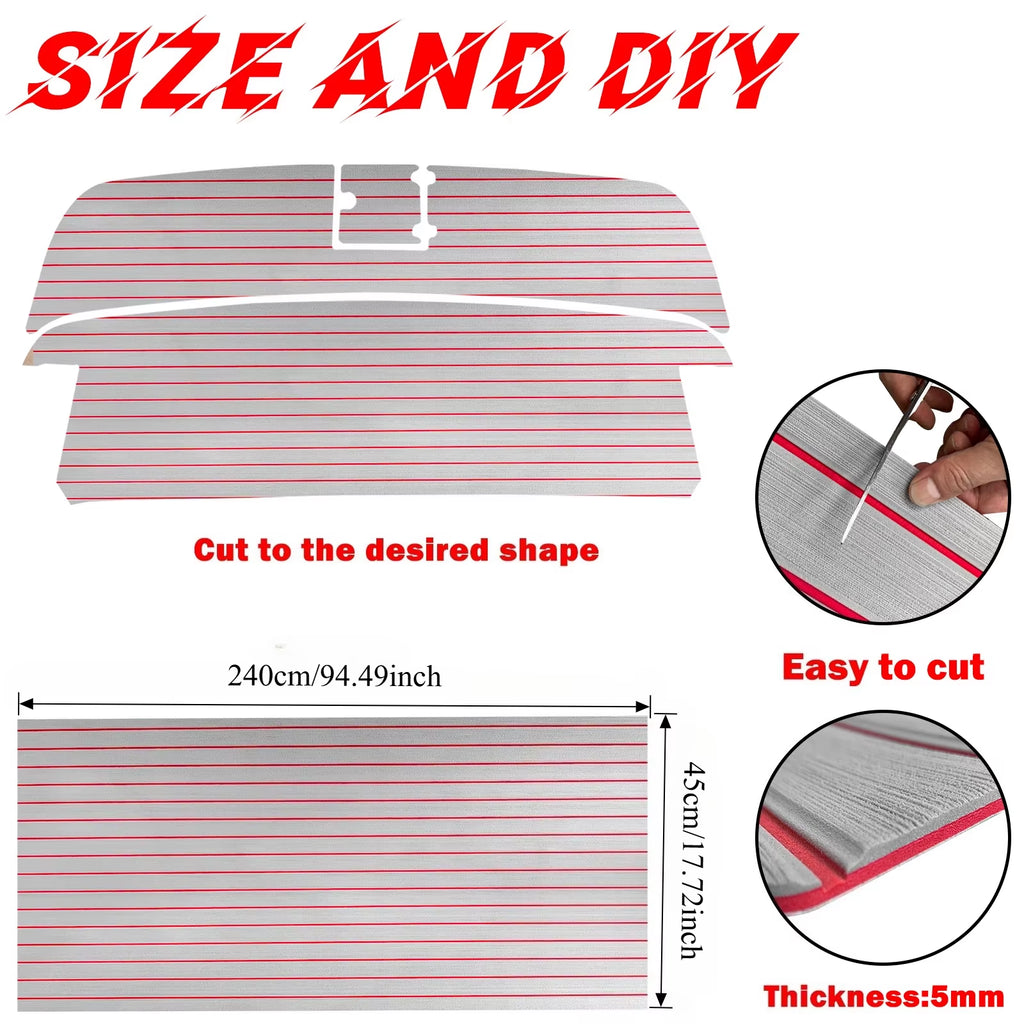 2400*450Mm EVA Foam Boat Decking Sheet Mat Anti-Skid Faux Teak Yacht Marine Flooring Pad Accessories Self-Adhesive Vehicle Pad