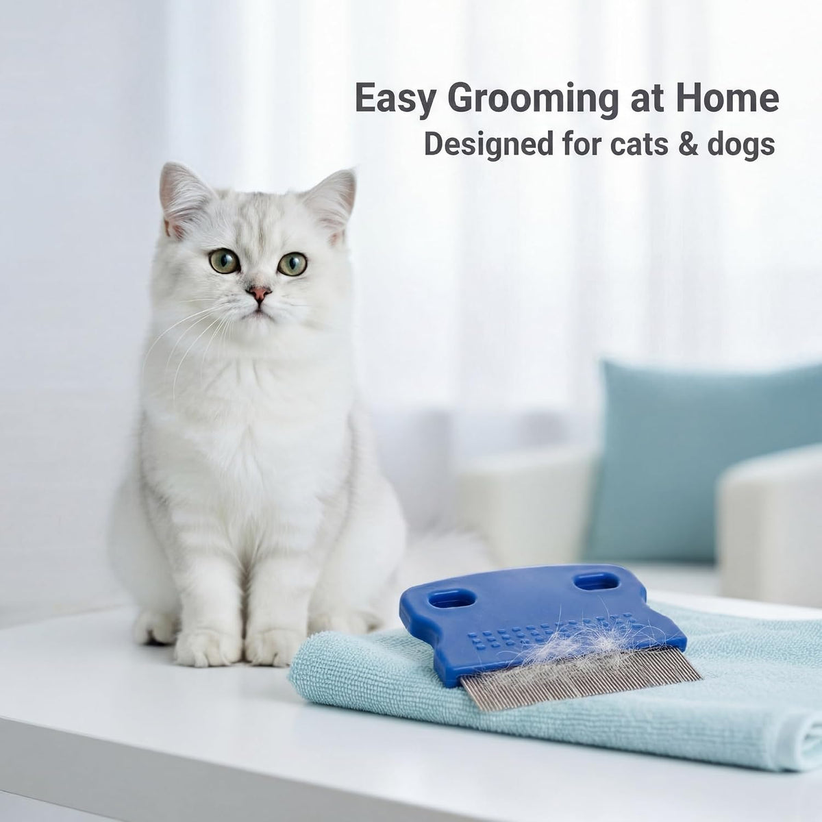 Tear Stain & Flea Remover Comb Set for Dogs & Cats – Stainless Steel Eye Grooming Tool for Stains, Crust & Mucus – Gentle, Safe, Reusable – Pack of 2