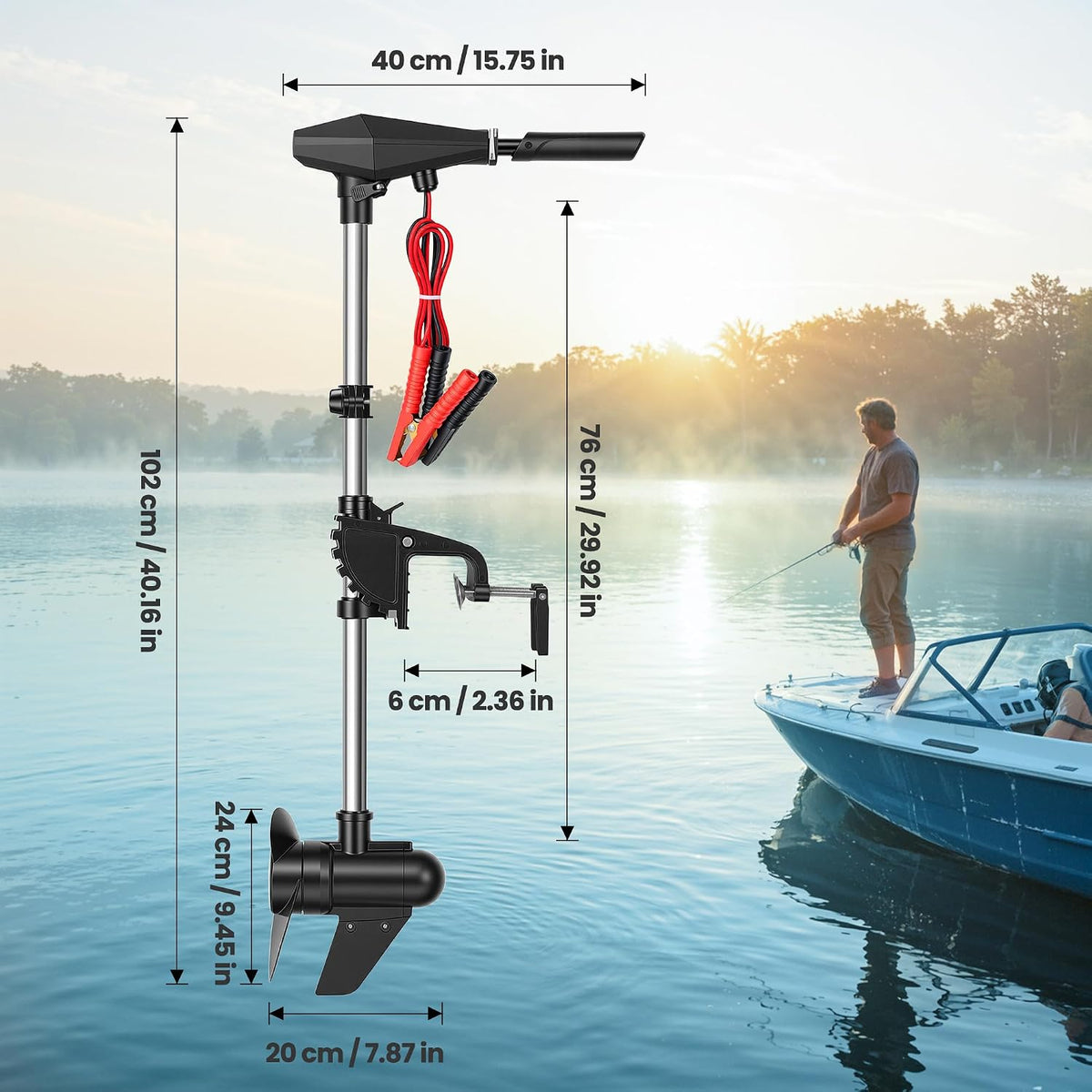 58 LBS Trolling Motor, Brushless Electric Motor with Stepless Speed Control, 30 Inch Shaft, LED Battery Indicator, Transom Mounted for Kayak, Fishing Boat