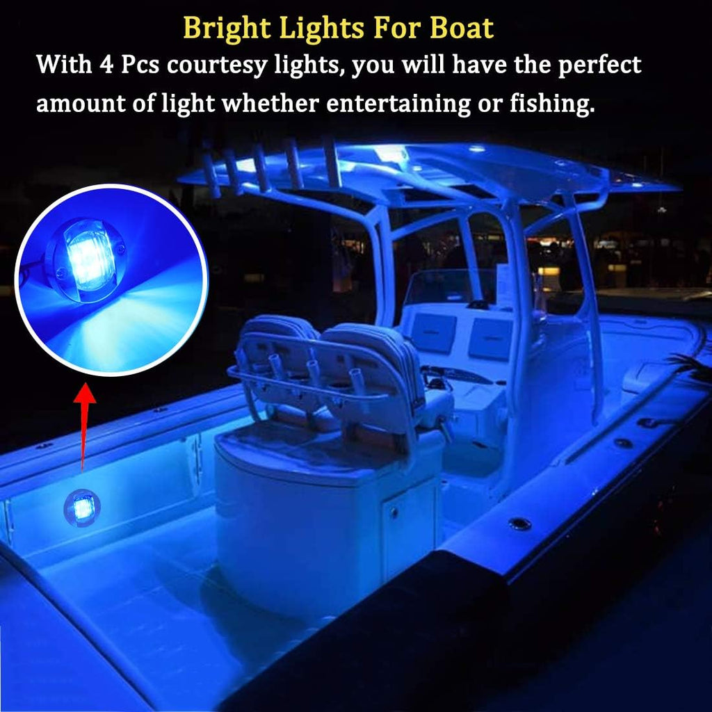 LED Night Fishing Lights - Courtesy, Deck, Navigation Lights for Boats (Blue)