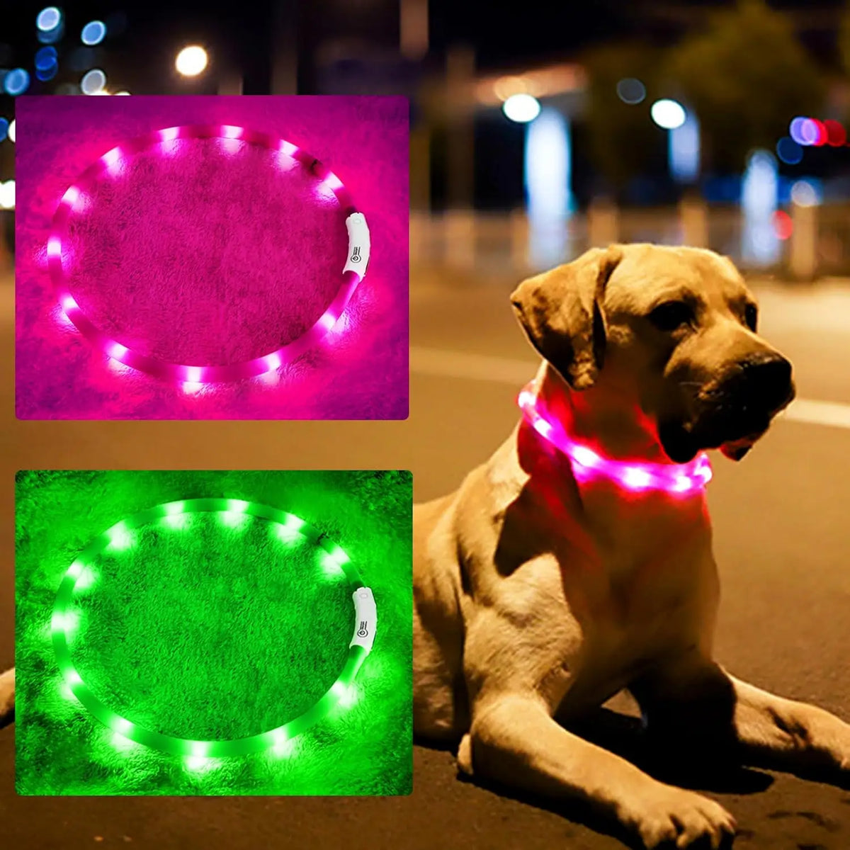 Silicone LED Dog Collar,Usb Rechargeable Glowing, Light up Collar Improved Pet Safety &Visibility at Night, 3 Flashing Modes