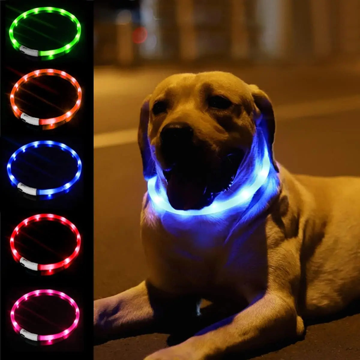 Silicone LED Dog Collar,Usb Rechargeable Glowing, Light up Collar Improved Pet Safety &Visibility at Night, 3 Flashing Modes