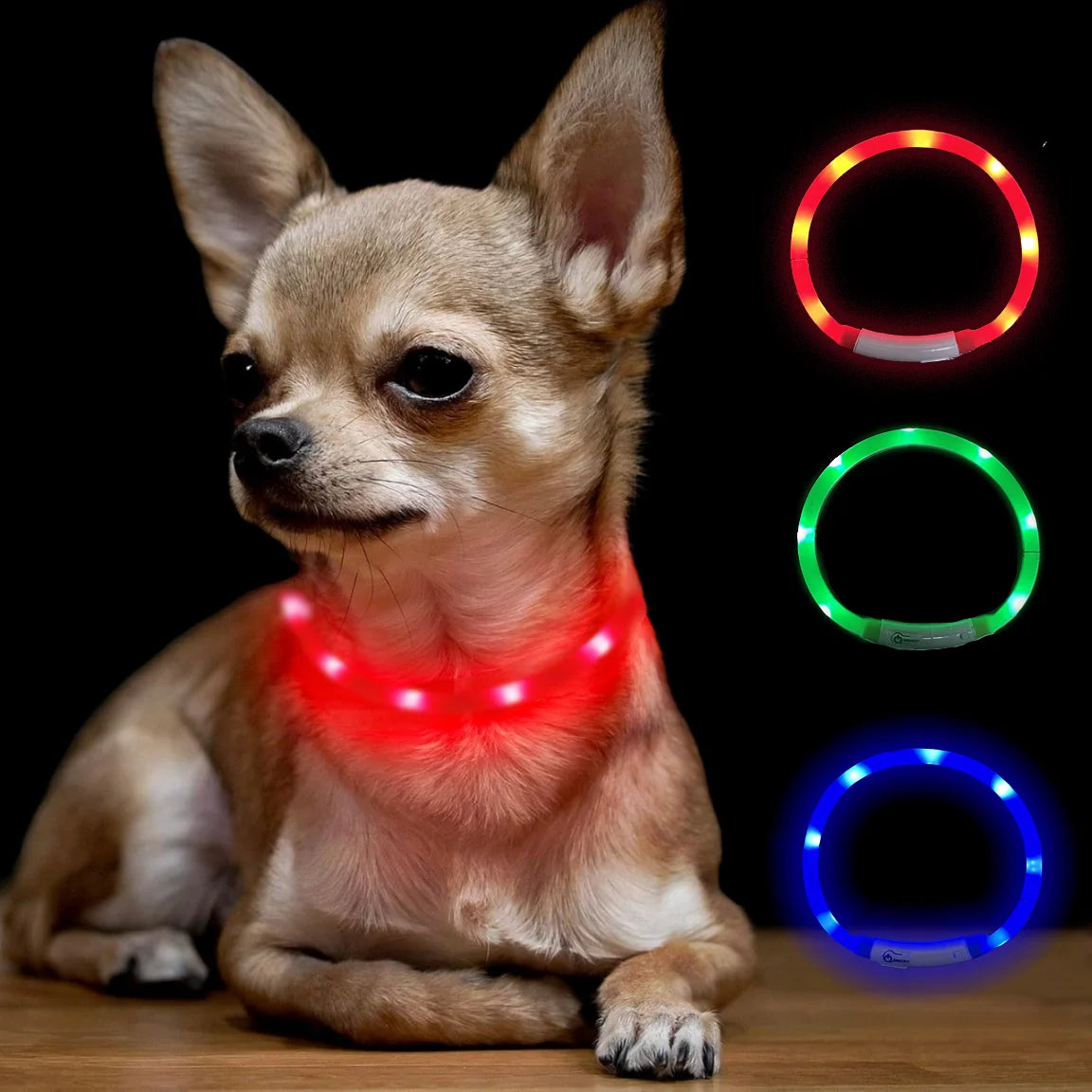 Silicone LED Dog Collar,Usb Rechargeable Glowing, Light up Collar Improved Pet Safety &Visibility at Night, 3 Flashing Modes
