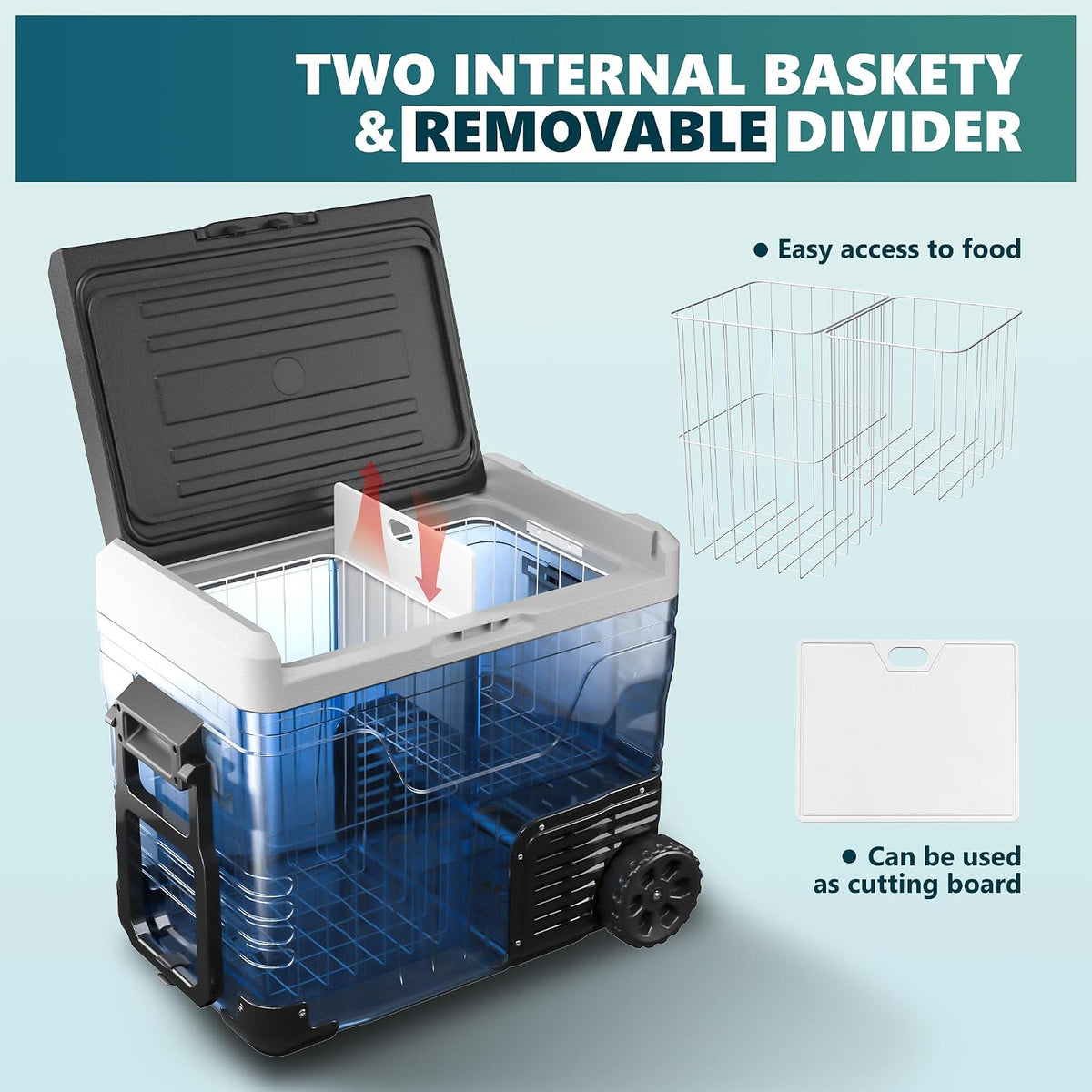 53QT 12 Volt Refrigerator, -4℉~68℉ Portable Freezer, for Car