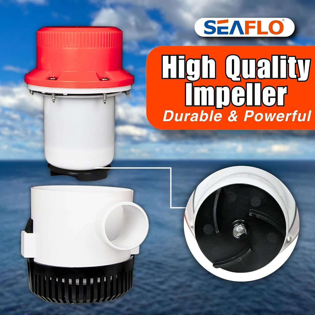 01 Series 3700 GPH Bilge Pump – 12V, 1-1/2" Outlet, Marine Submersible Pump with Anti-Airlock Protection, CE & Rohs Certified, 4-Year Warranty | Reliable for Boats and Marine Applications