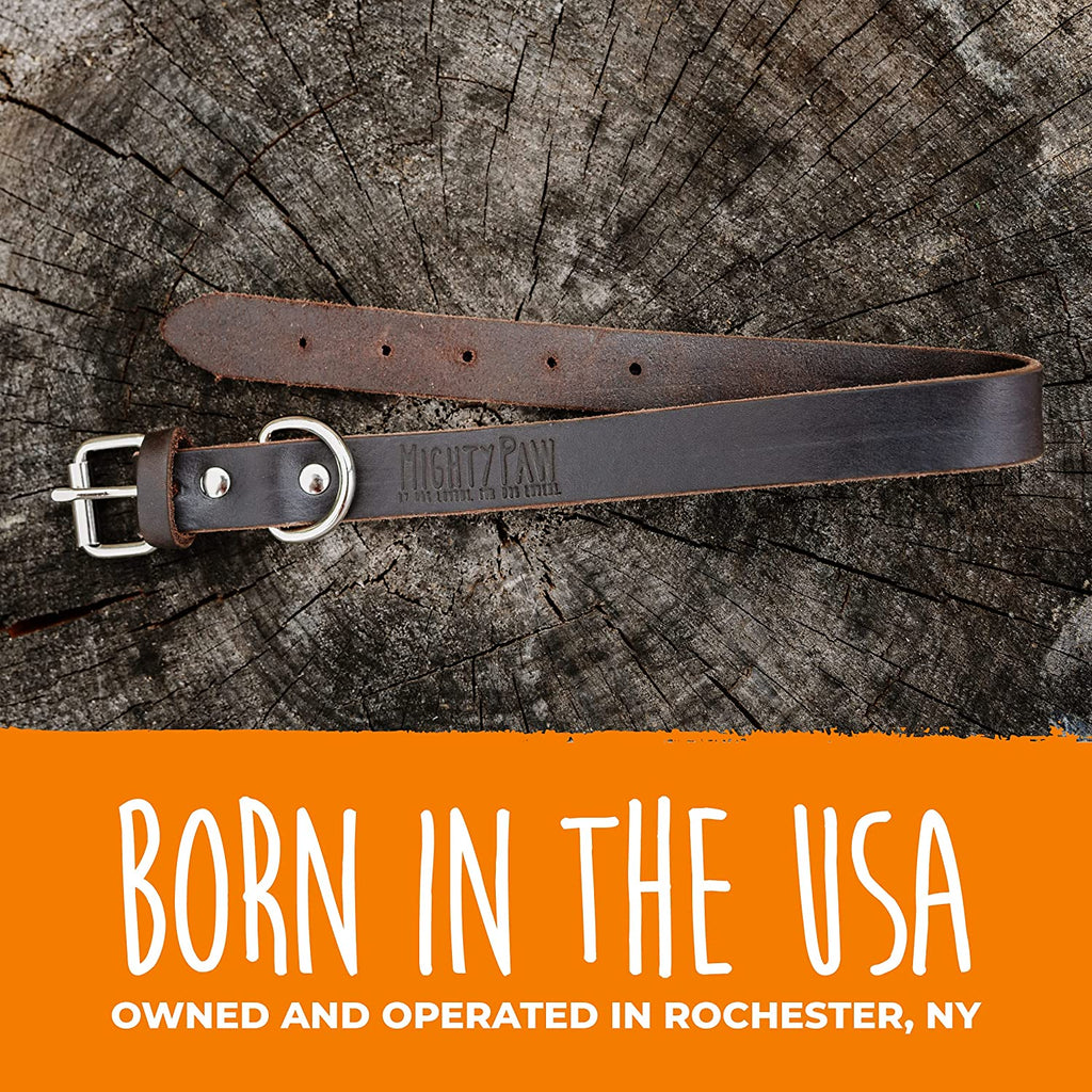 Leather Dog Collar - Genuine Distressed Leather - Strong Metal Buckle - Ultimate Comfort - Modern Style for All Dogs Breeds - Comfort Puppy Collar - (Large - Brown)