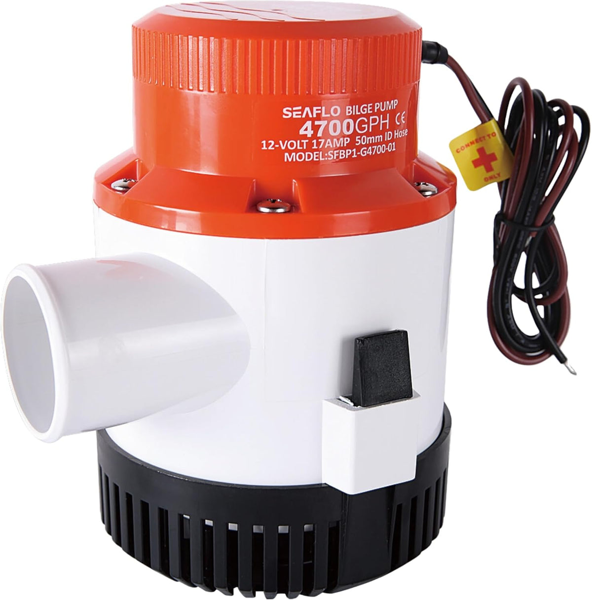 01 Series 4700 GPH Bilge Pump – 12V, 2" Outlet, Marine Submersible Pump, Anti-Airlock Protection, Snap-Off Strainer Base, CE & Rohs Certified – 4-Year Warranty