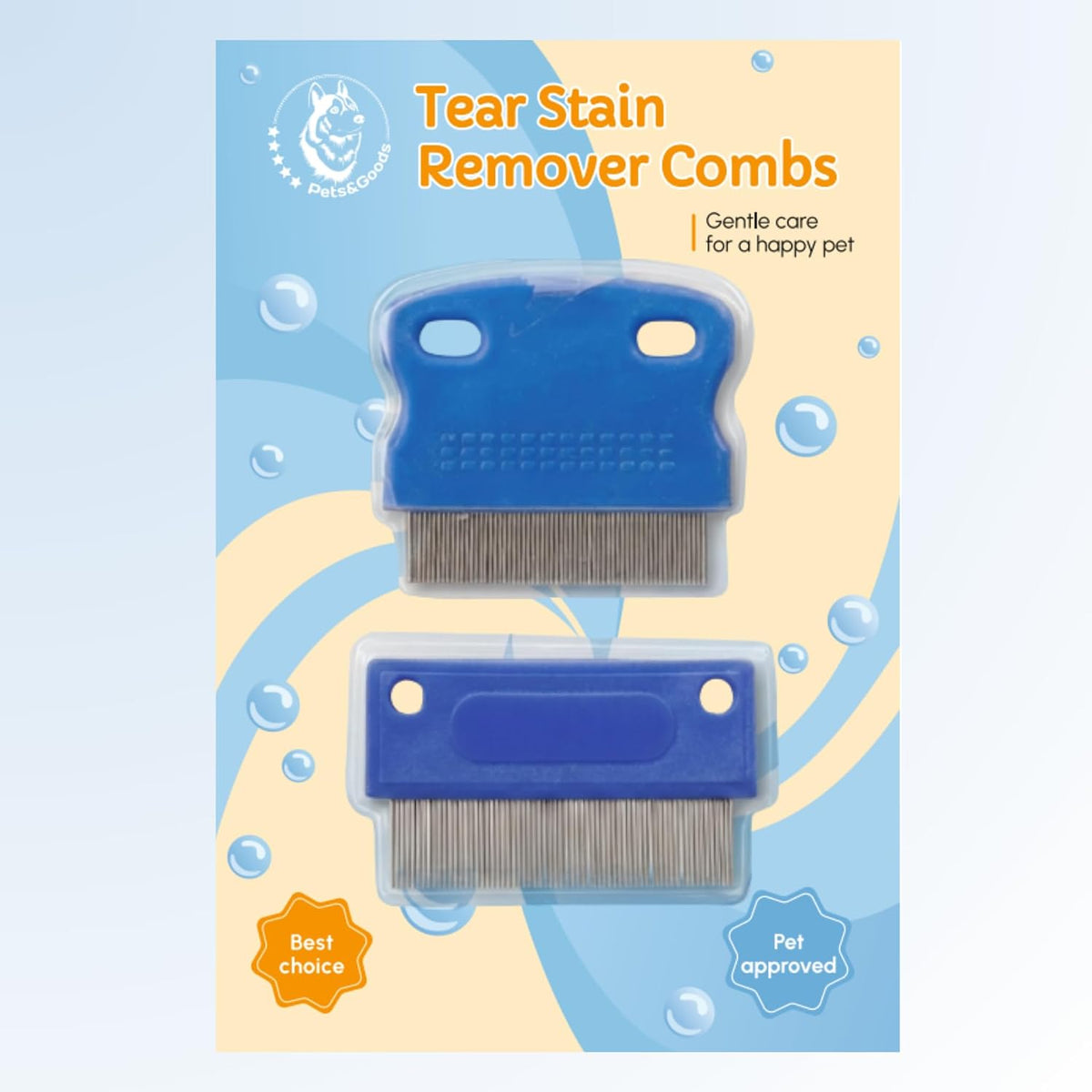 Tear Stain & Flea Remover Comb Set for Dogs & Cats – Stainless Steel Eye Grooming Tool for Stains, Crust & Mucus – Gentle, Safe, Reusable – Pack of 2