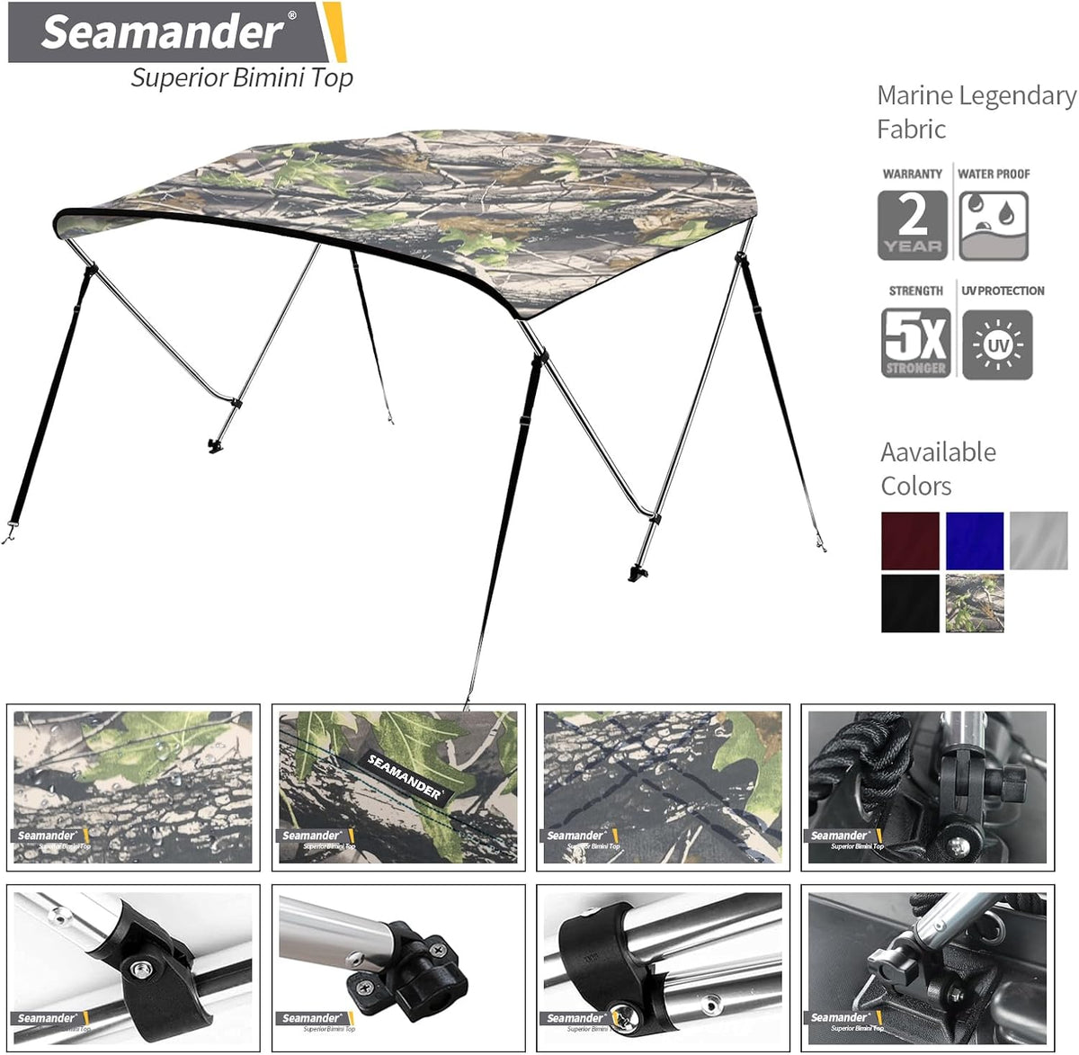 Inflatable Boat Bimini Tops,Rib Canopy Boat Top Cover 1.5Mm Thickness Aluminum Tube with Mounting Hardwares