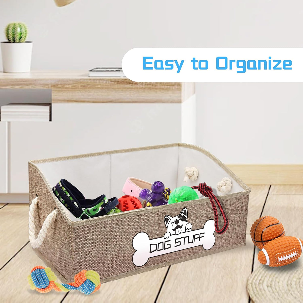 Dog Toy Basket, Storage Bin, Collapsible Box for Pet Accessories