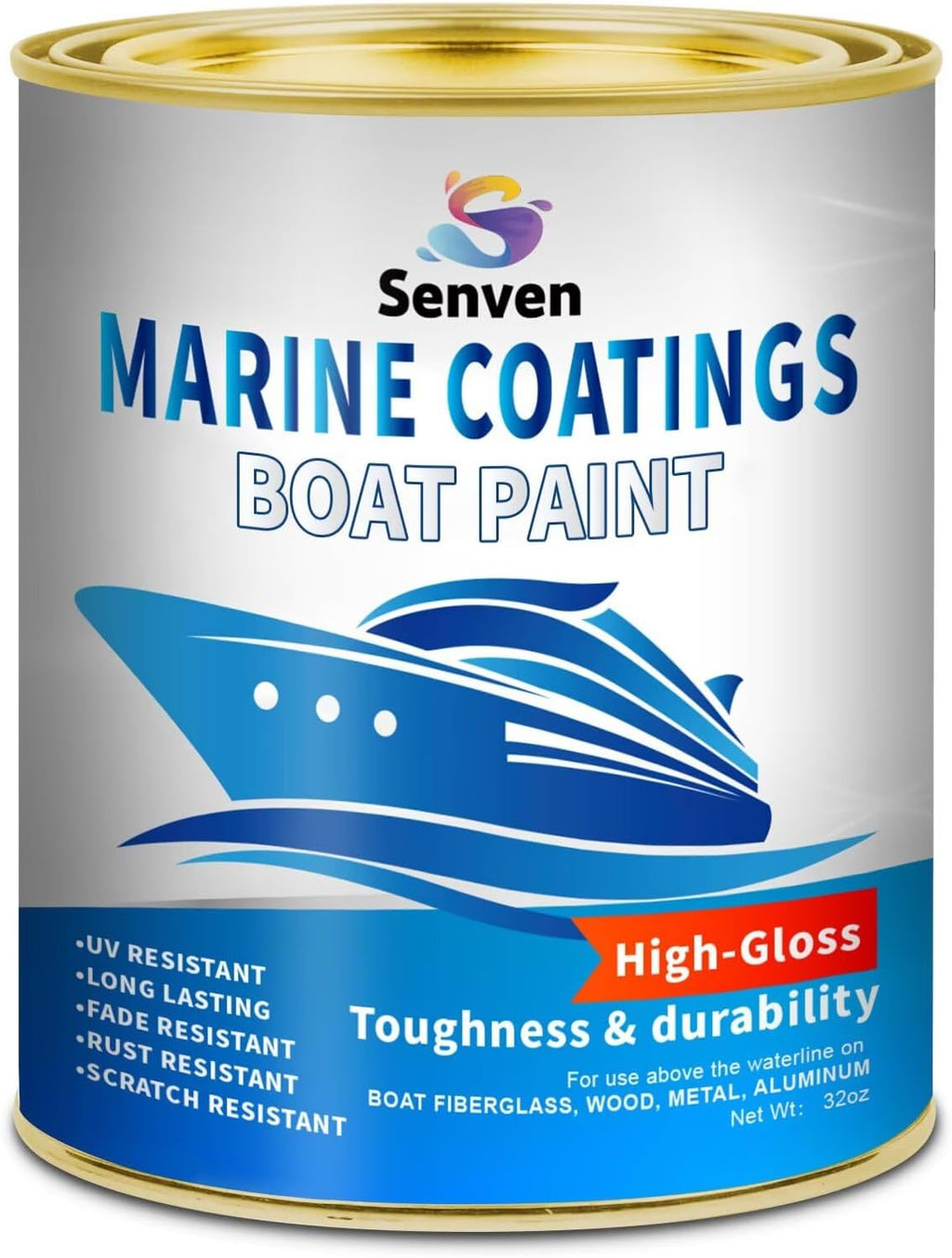 Boat Paint, 35 Oz, Gloss White, Marine Boat Topside Bottom Enamel Marine Paint for Boats, Wood, Fiberglass, Aluminum, Metals, Oil-Based Epoxy White