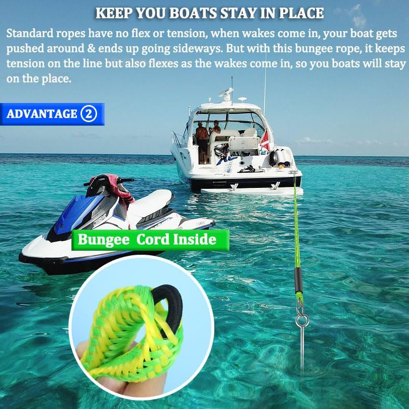 Boat Bungee Dock Lines, Boat Bungee Anchor Lines, Boat Bungee Anchor Rope, PWC Anchor Line, PWC Accessories, Jet Ski Accessories