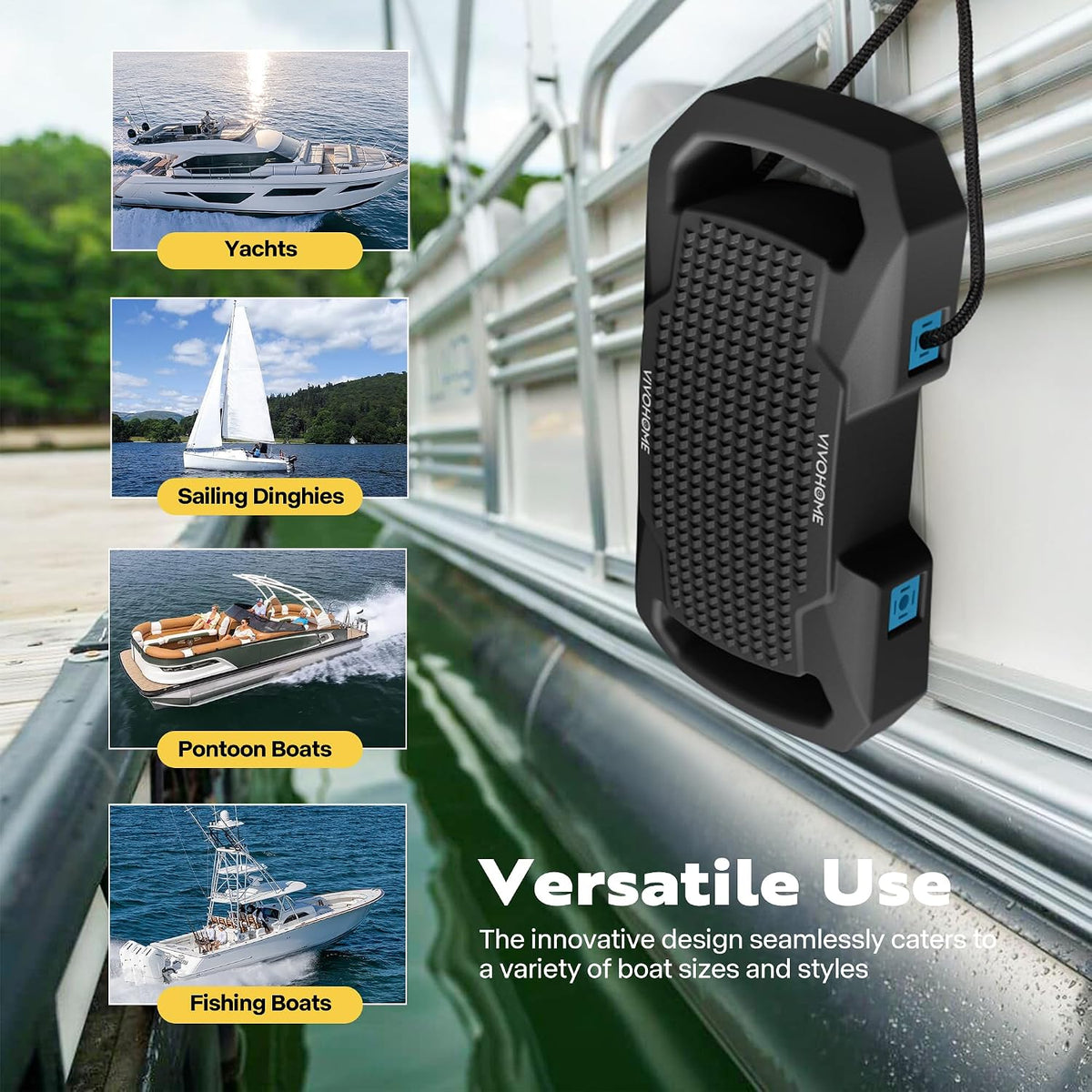 EVA Boat Fenders for Docking, Boat Bumpers with Nylon Rope, and Fixed Lock Fit for Yachts, Sailing Dinghies, Bass Boats