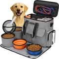 Weekend Dog Travel Bag Set with 2 Food Bags, 2 Bowls and Mat, Grey