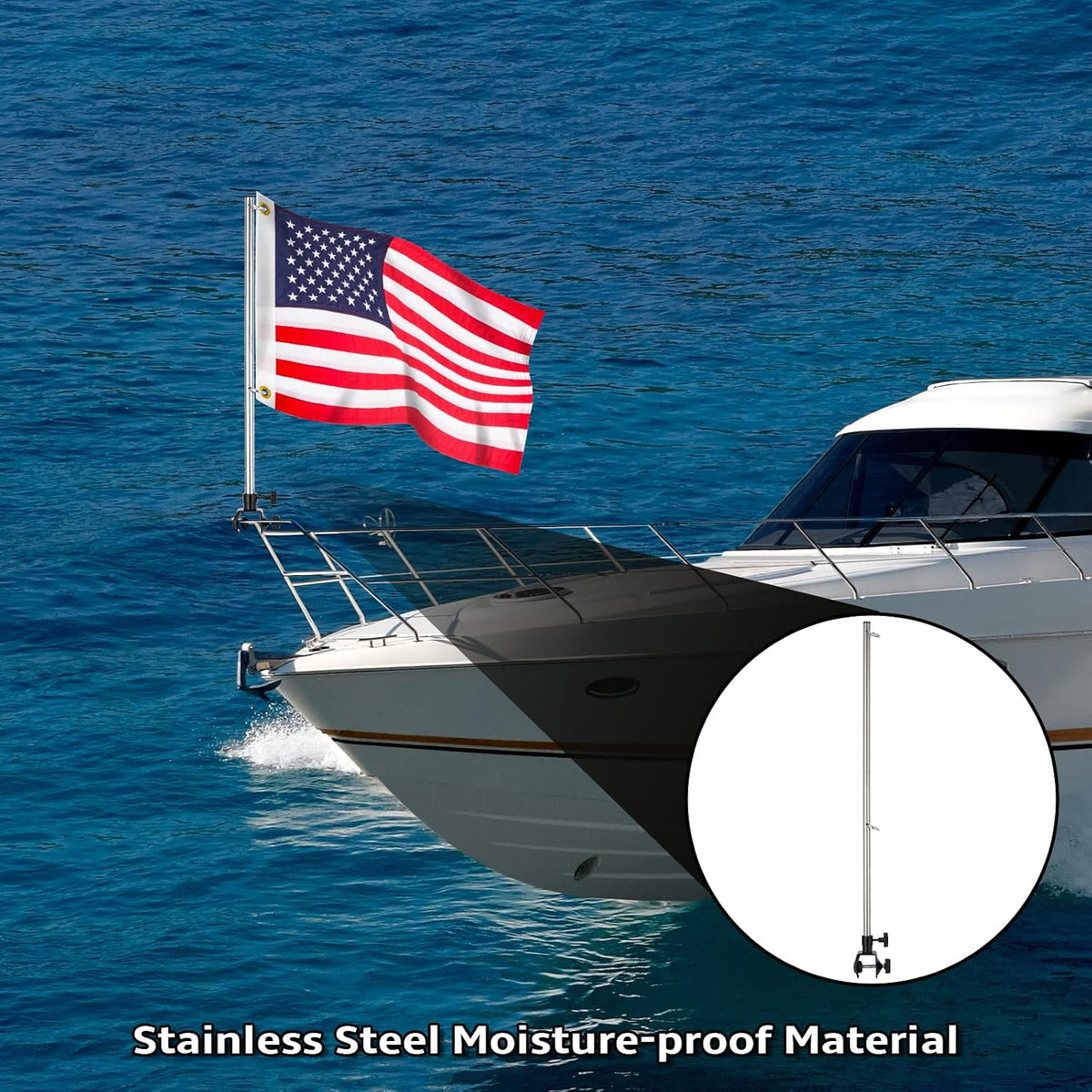 Boat Flags Marine 16 X 24, American Flag Pole Kit Stainless