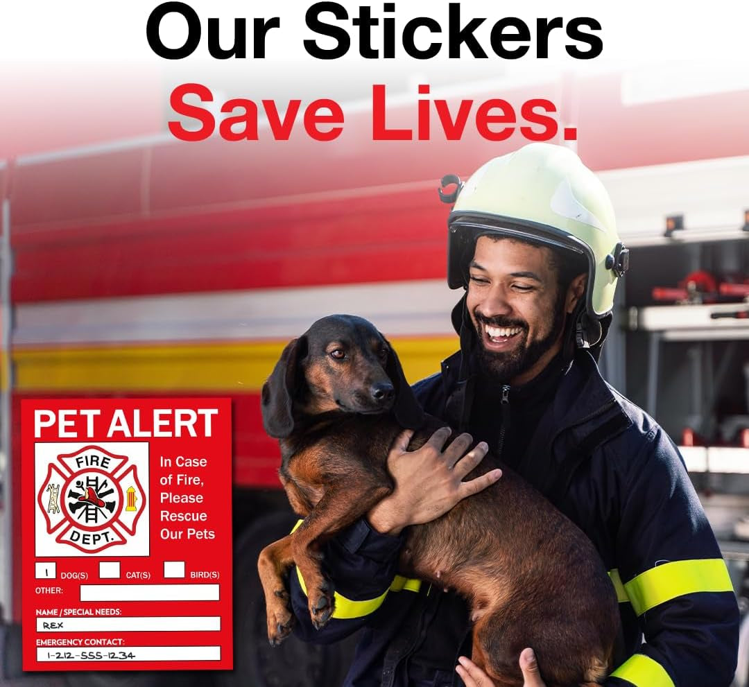 Pet Alert Safety Fire Rescue Sticker - save Dogs inside Emergency Home Sign