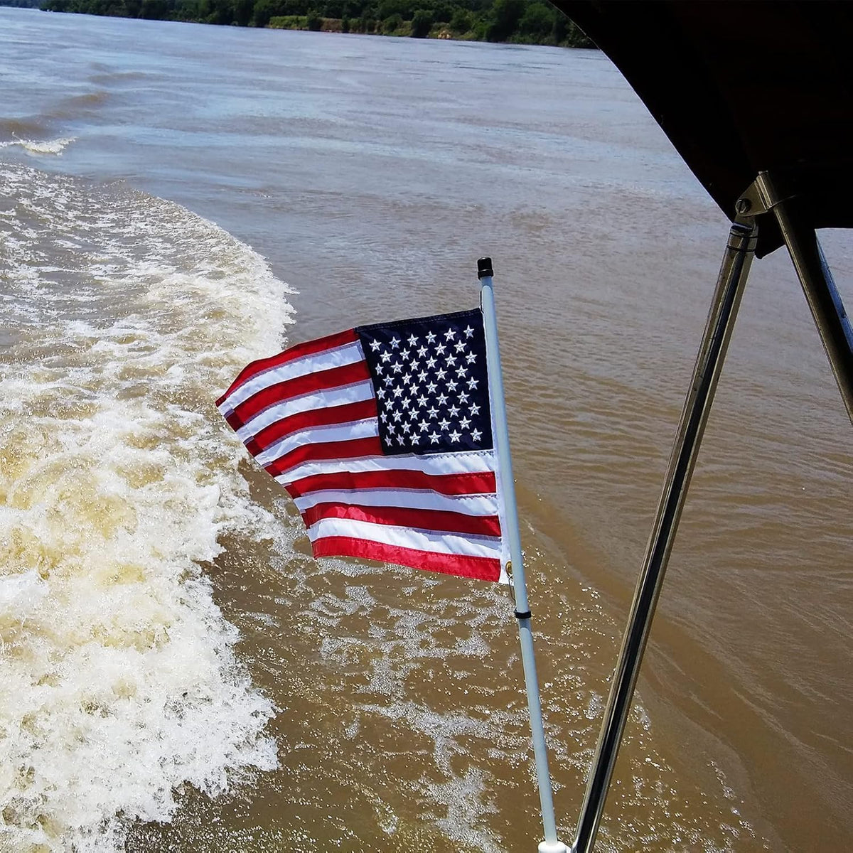American Flag 12X18 Inch for Boat, Embroidered Small US USA Boat Flags for outside Patriotic Marine Windproof Heavy Duty Material for Boats Nautical America Flag with 2 Brass Grommets