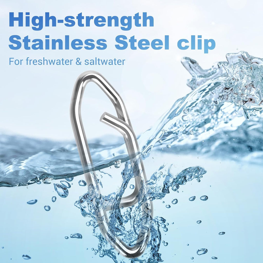 300Pcs Fishing Swivels in 5 Sizes, Fishing Speed Clips for Fishing Lures with a Storage Box, Micro Swivels for Fly Fishing, High Strenth Stainless Steel for Saltwater Fishing