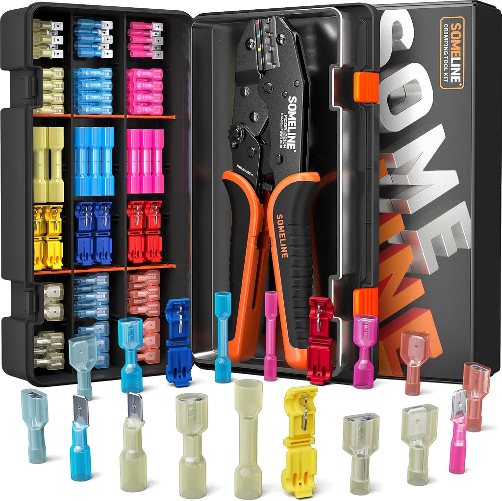 Crimping Tool Kit for Heat Shrink Connectors, 22-10 AWG, 18 Types