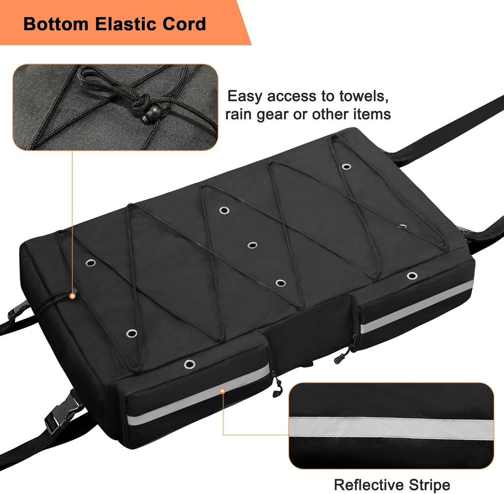 T-Top Storage Bag, Boat Life Jackets Bag Can Secure 4 Fishing Rods, Hold 4-6 Type II Life Jackets, for Most T-Top Hard Tops, Bimini-Tops, Pontoon Tops(Life Jackets Not Included)