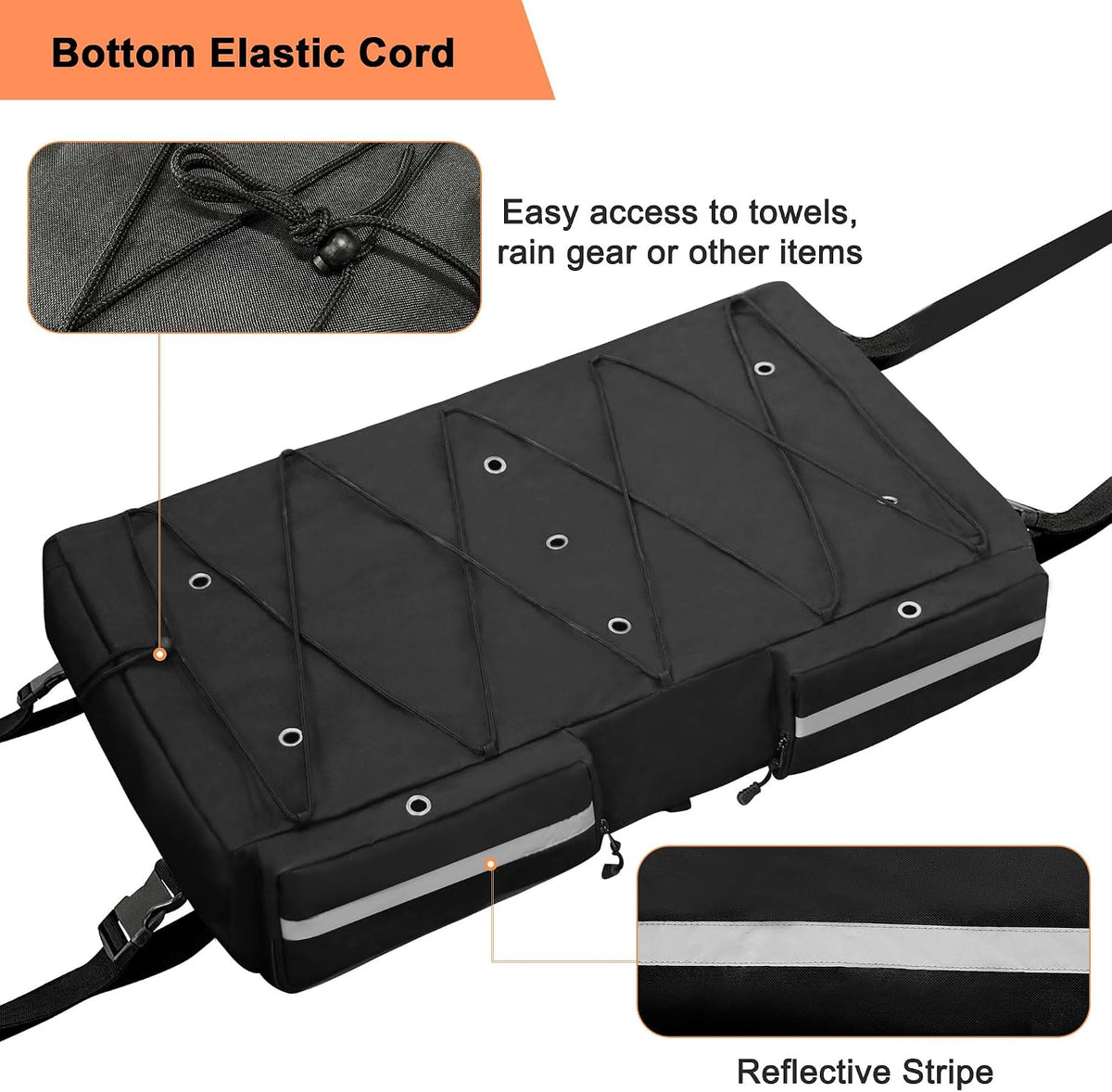 T-Top Storage Bag, Boat Life Jackets Bag Can Secure 4 Fishing Rods, Hold 4-6 Type II Life Jackets, for Most T-Top Hard Tops, Bimini-Tops, Pontoon Tops(Life Jackets Not Included)