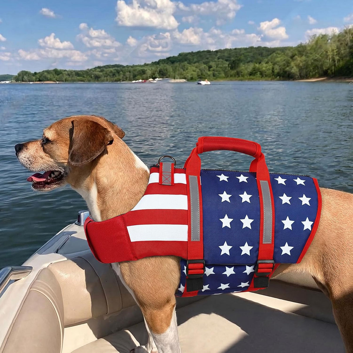 Dog Life Jacket for Large Dogs, Adjustable Dog Swimming Vest