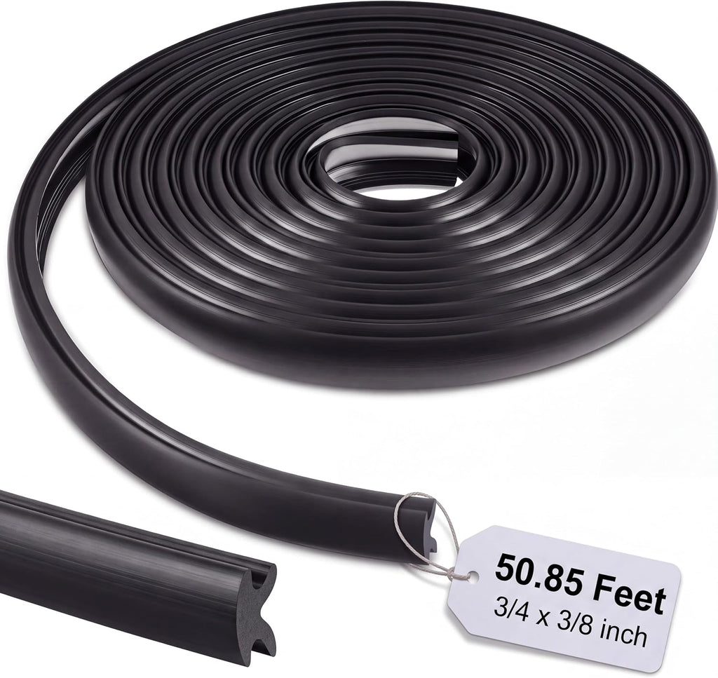 50.85 Feet Boat Rub Rail 3/4" X 3/8" Flexible Rub Rail Vinyl Insert for Boats, Black Bumpers Replacement for Boats