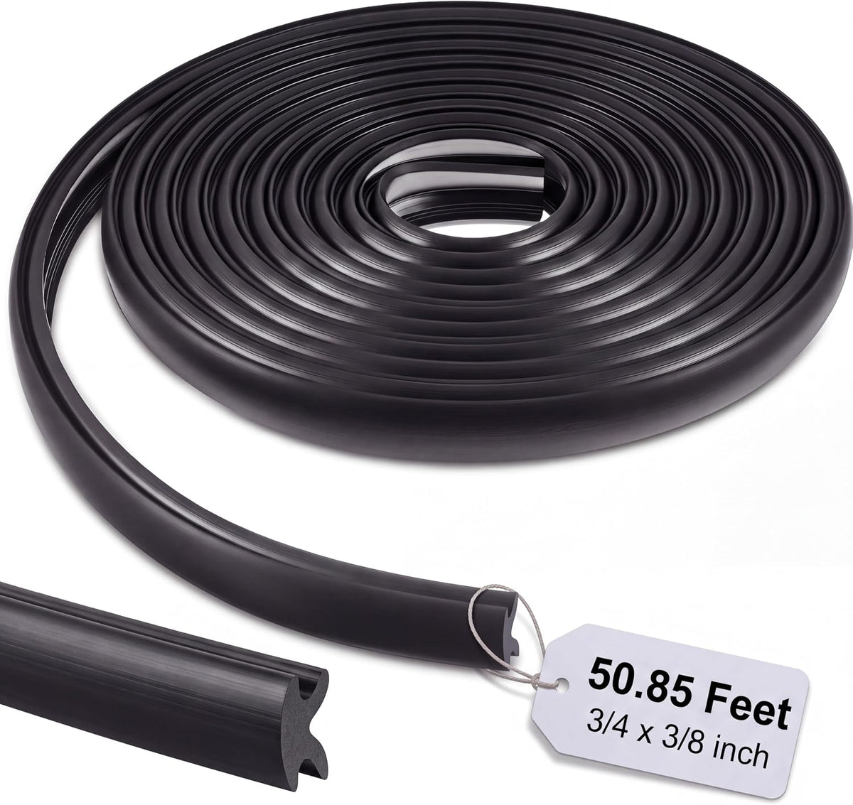 50.85 Feet Boat Rub Rail 3/4" X 3/8" Flexible Rub Rail Vinyl Insert for Boats, Black Bumpers Replacement for Boats