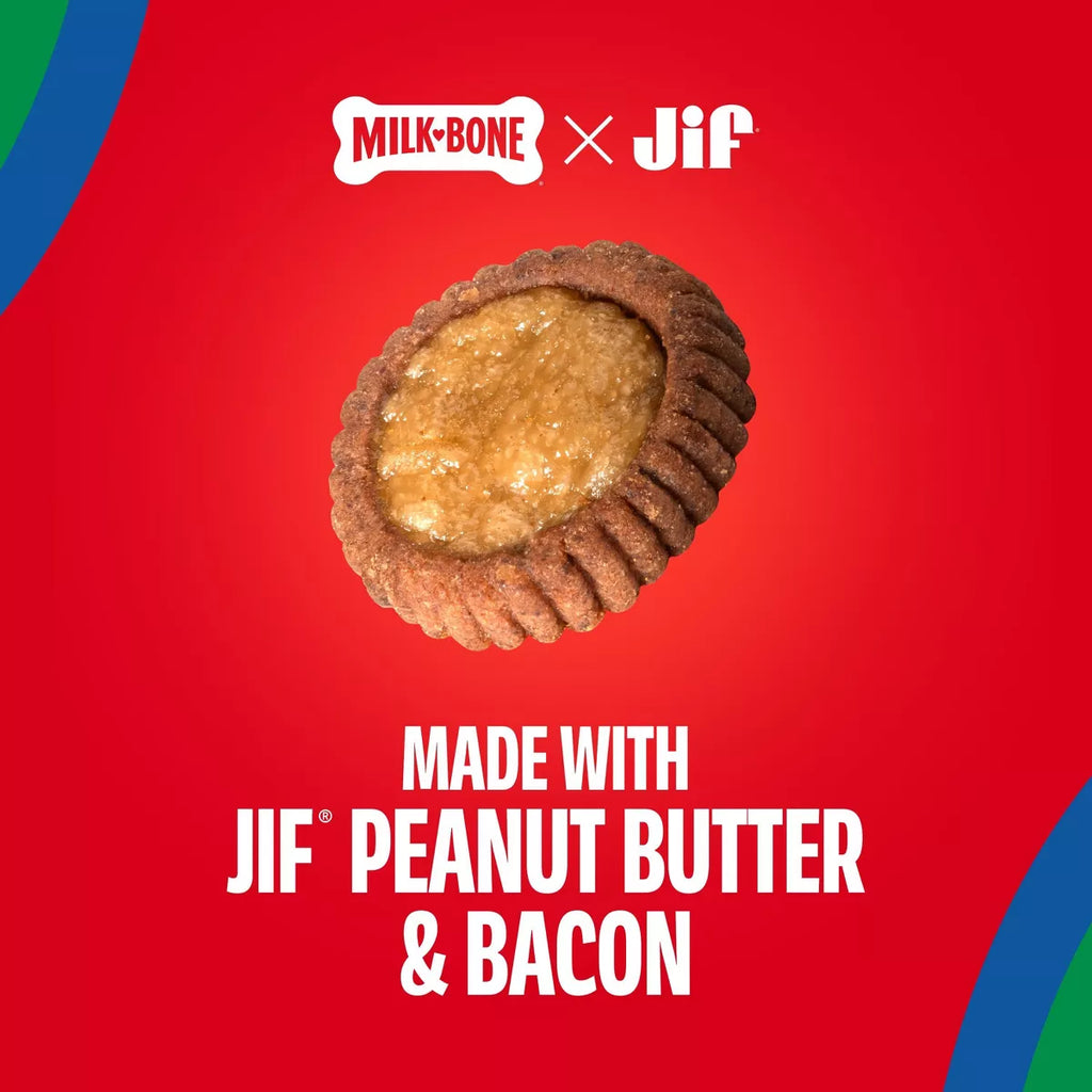 Milk-Bone Jif Peanut Butter & Bacon Filled Soft Dog Treat Cups - 4.5Oz