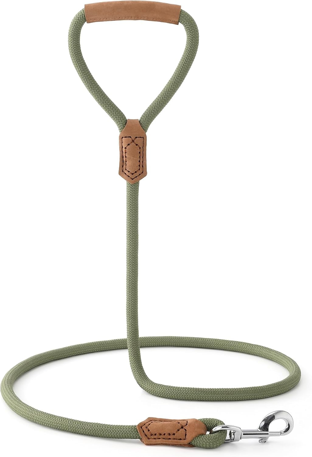 Dog Leash with Genuine Leather-Wrapped Ends/Handle, 4/5/6FT