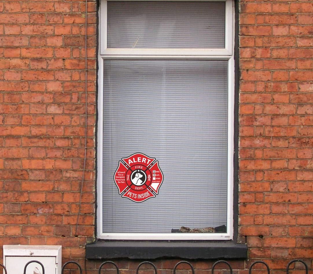 Pet Alert Stickers Static Cling Window Decals Emergency Pets Rescue Sign (6 Pack) with Bonus: Pet Home Alone Wallet Card & Key Tag - NO Adhesive, Removable, UV Resistant