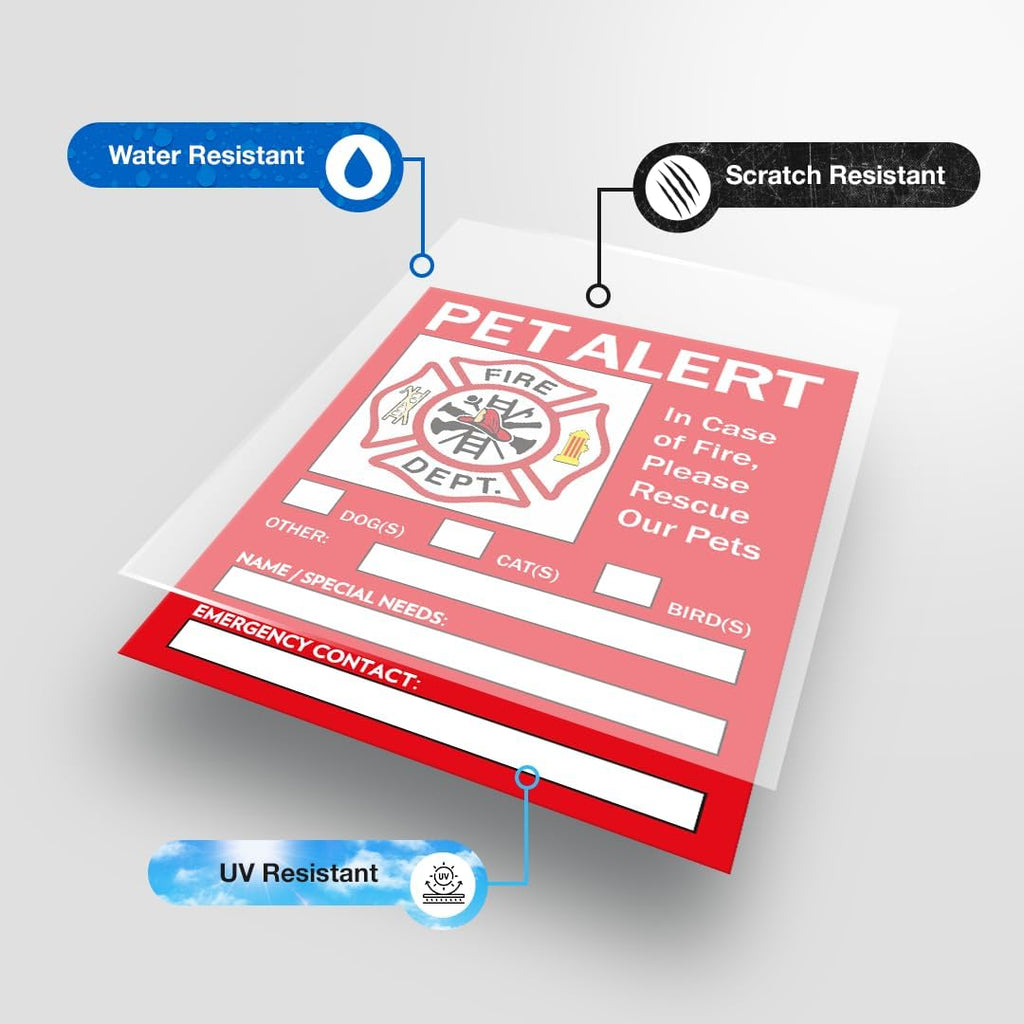 Pet Alert Safety Fire Rescue Sticker - save Dogs inside Emergency Home Sign