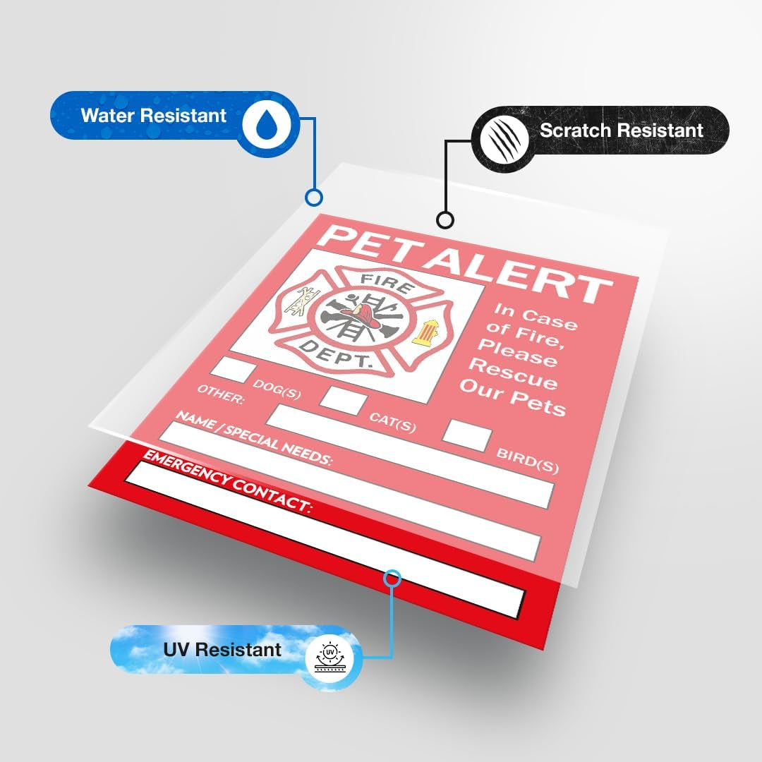Pet Alert Safety Fire Rescue Sticker - save Dogs inside Emergency Home Sign