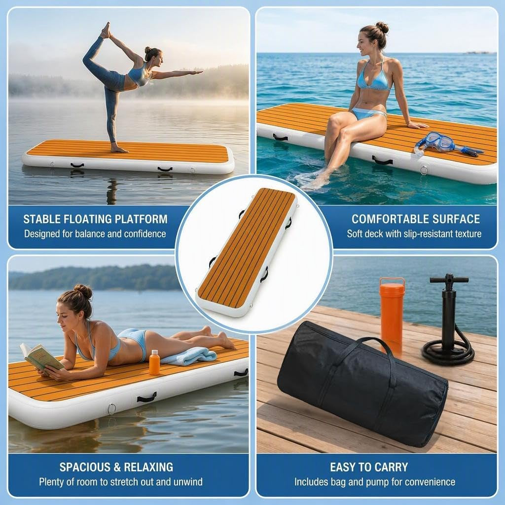 6.6Ft Inflatable Gangway for Boats and Yachts, Inflatable PVC Boat Floating Dock, Easy Setup for Marine Use