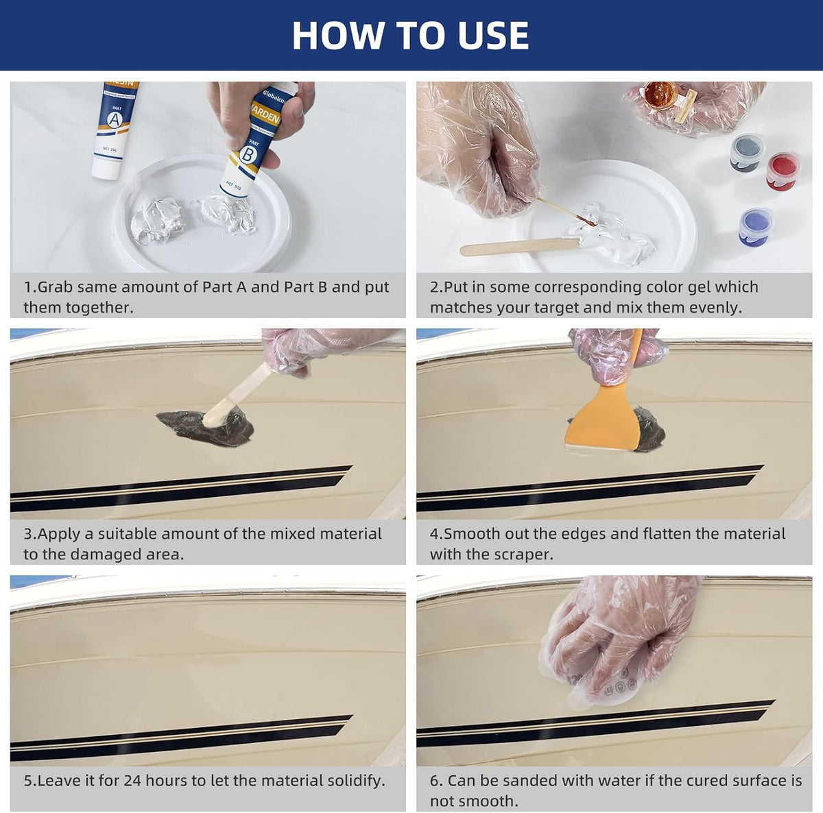 Fiberglass Boat Repair Kit, Gel Coat Repair Kit for Boats
