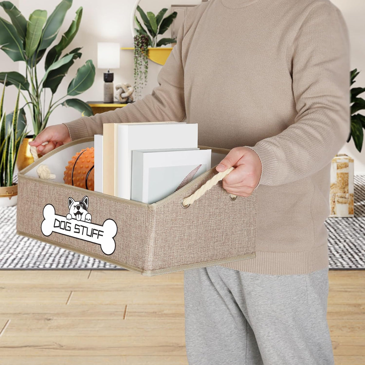 Dog Toy Basket, Storage Bin, Collapsible Box for Pet Accessories
