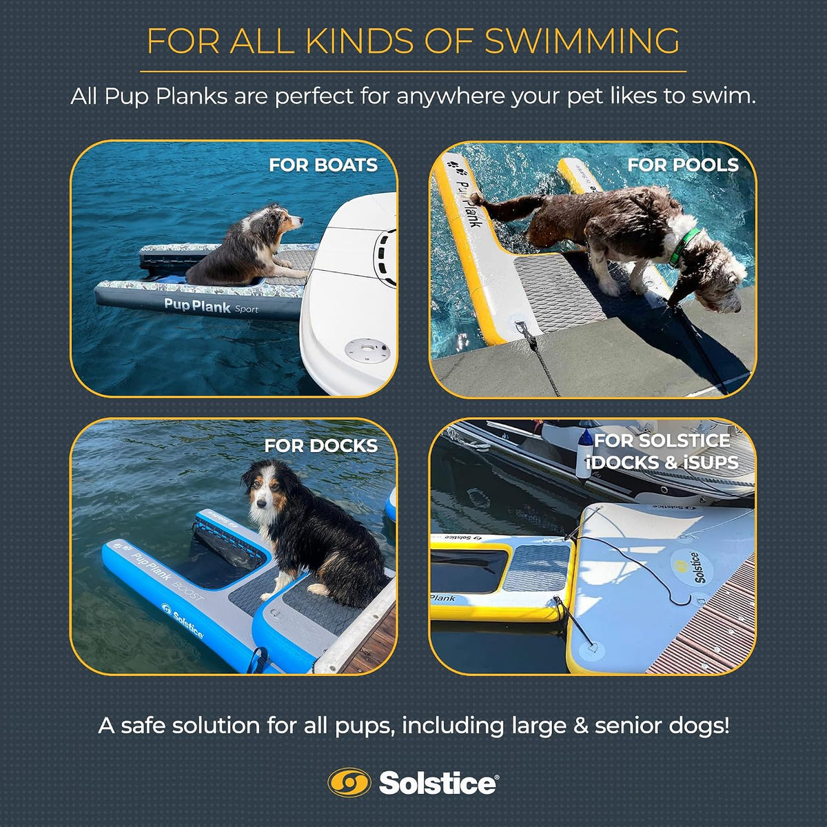 Inflatable Pup Plank, Dog Water Ramp for Boats & Docks - Floating Platform for Pets for Lake, River, Beach & Swimming Pool, Includes Pump, Patent-Protected Design