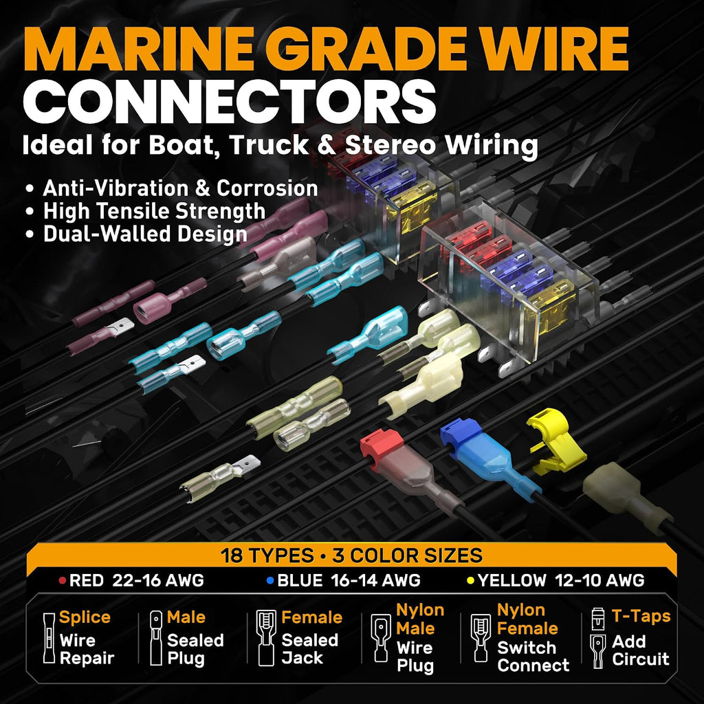Crimping Tool Kit for Heat Shrink Connectors, 22-10 AWG, 18 Types