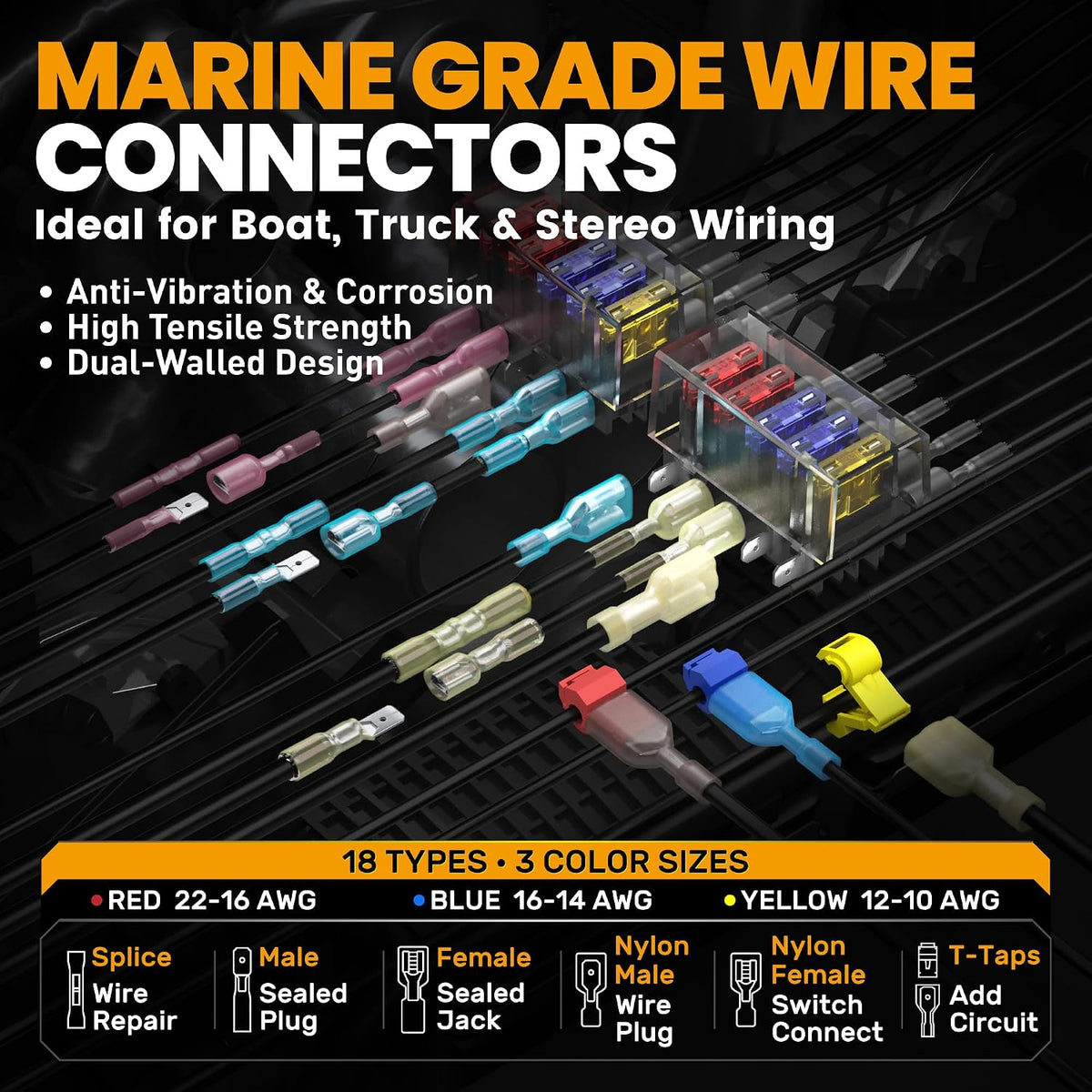 Crimping Tool Kit for Heat Shrink Connectors, 22-10 AWG, 18 Types