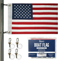 Rainiersupplyco American Flag for Boat - 12X18 USA Boat Flags with Embroidered Stars, Sewn Stripes, 2 Brass Grommets, 4 Heavy Duty Clips - Outdoor US Banner for Pontoon, UTV, Boating Accessories