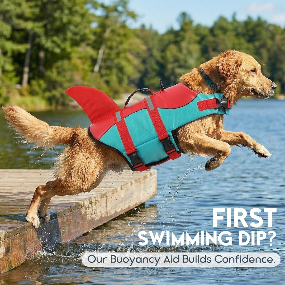 Dog Life Jacket - Pet Safety Vest for Swimming & Boating, Shark Life Jacket with Floatation, Dog Lifesavers Swimsuits for Small Medium Large Dogs (Redgreen, XL)
