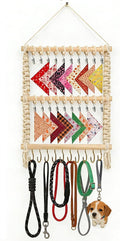 Dog Bandana Holder- Wall Hanging Dog Leash Holder Macrame Pet Accessory Organizer & Decor Hanging Headband Holder,Dog Collar Display (White)