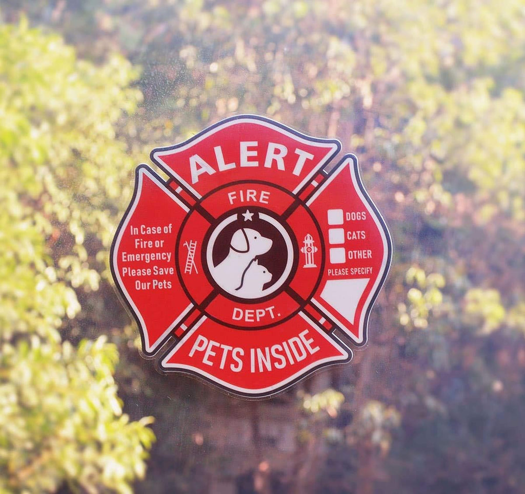 Pet Alert Stickers Static Cling Window Decals Emergency Pets Rescue Sign (6 Pack) with Bonus: Pet Home Alone Wallet Card & Key Tag - NO Adhesive, Removable, UV Resistant