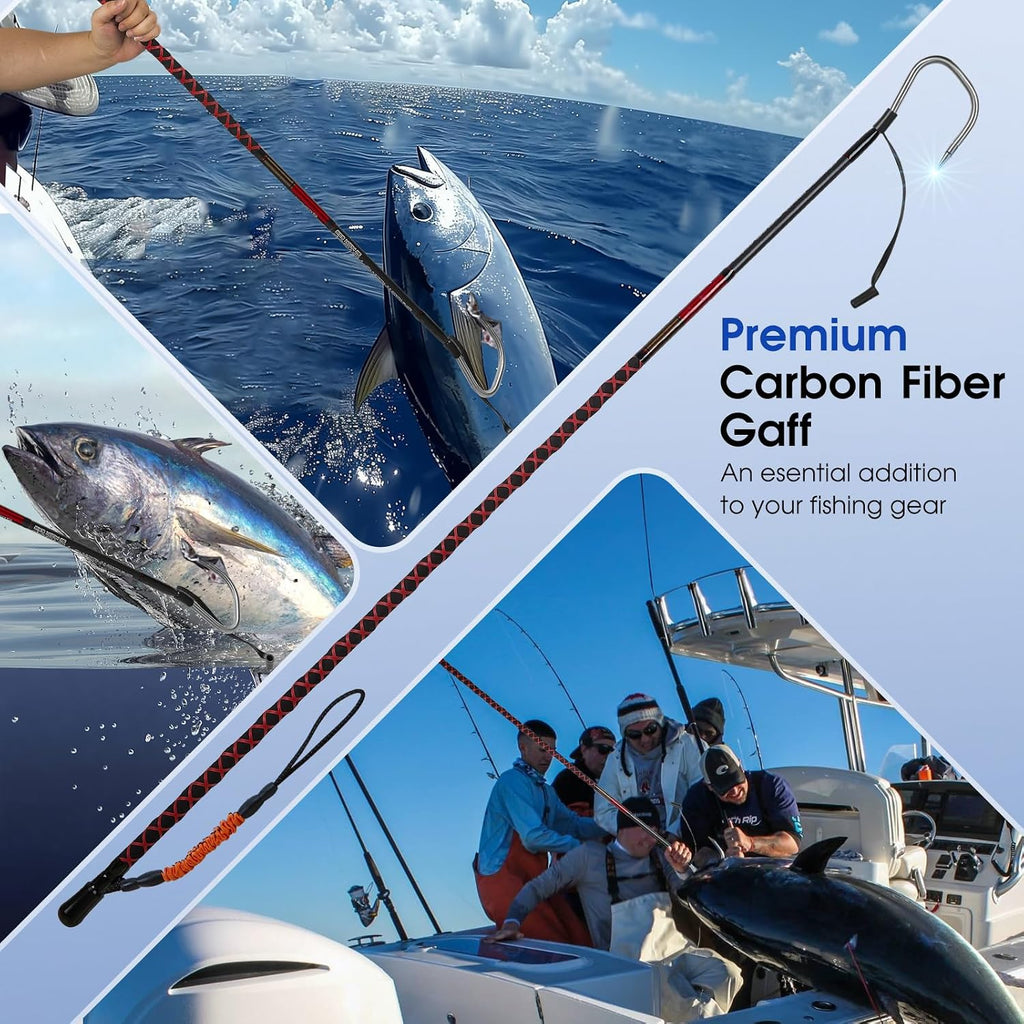 Fishing Gaff Saltwater Fish Gaff with S316 Stainless Steel Fishing Hook Carbon Fiber Fishing Gaff