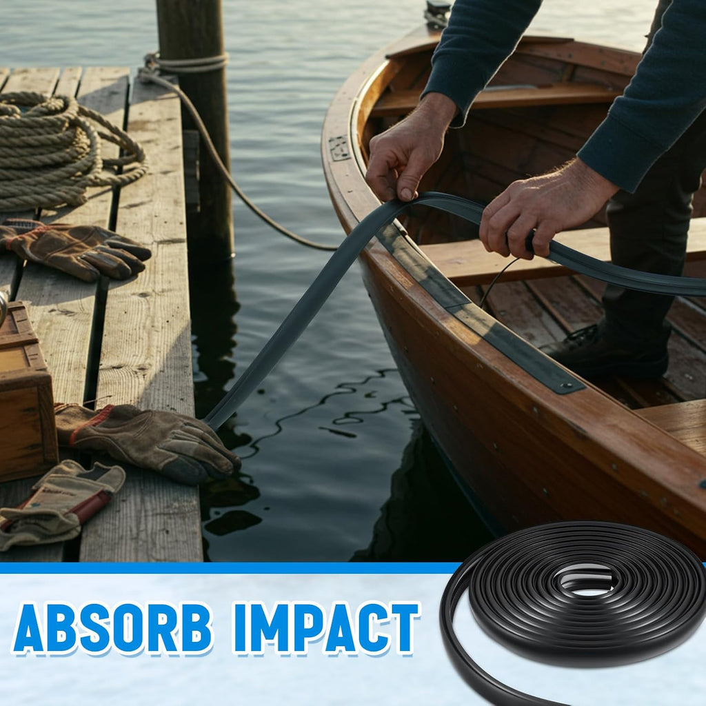 50.85 Feet Boat Rub Rail 3/4" X 3/8" Flexible Rub Rail Vinyl Insert for Boats, Black Bumpers Replacement for Boats